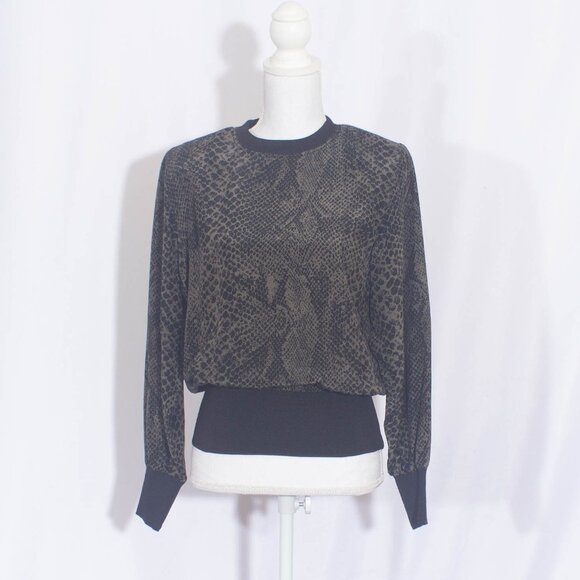 OLEG CASSINI 100% Silk Snakeskin Print Blouse Size 8 - Picture 1 of 8